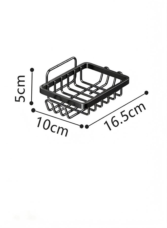 Soap Dish Holder, No Drilling Soap Bar Holder, Adhesive 304 Rustproof Stainless Steel Bar Soap Holder, Wall Mounted Soap Dish for Shower, Bathroom Kitchen Sponge Holder (Black) - Image 5